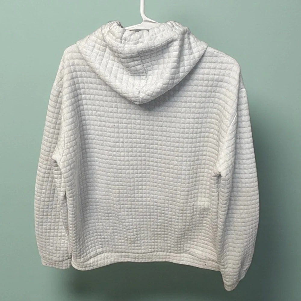 Vogue Men’s White pullover hoodie waffle style size Large Textured Hoodie - Picture 4 of 11